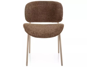 SCAUN DINING NOELLE CAPPUCCINO 45/CASMIR, TAPITERIE DIN TEXTIL SI PICIOARE DIN METAL, STIL MODERN