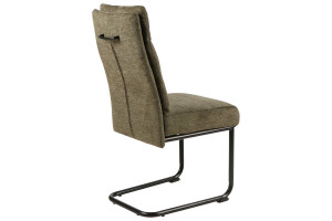 SCAUN DINING, OLIVE 77/NEGRU MAT, TAPITERIE DIN STOFA SI PICIOARE DIN METAL, STIL MODERN - Img 6