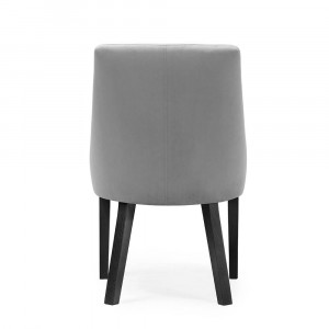 SCAUN DINING PAWEL, GRI/NEGRU, TAPITERIE DIN CATIFEA SI PICIOARE DIN LEMN, STIL MODERN - Img 3