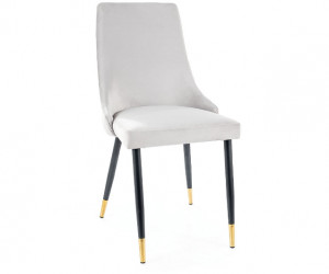 SCAUN DINING PIANO, GRI DESCHIS BLUVEL 03/NEGRU/AURIU, TAPITERIE DIN CATIFEA SI PICIOARE DIN METAL, STIL MODERN - Img 1