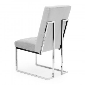 SCAUN DINING PIERRE, GRI/CROM, TAPITERIE DIN STOFA FINA SI PICIOARE DIN METAL, STIL MODERN - Img 2