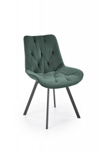 SCAUN DINING PIVOTANT K519, VERDE/NEGRU, TAPITERIE DIN CATIFEA SI PICIOARE DIN METAL , STIL MODERN