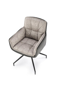 SCAUN DINING PIVOTANT K523, GRI/NEGRU, TAPITERIE DIN STOFA SI PIELE ECOLOGICA SI PICIOARE DIN METAL , STIL MODERN - Img 3