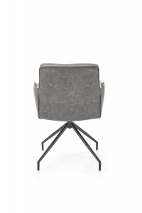 SCAUN DINING PIVOTANT K523, GRI/NEGRU, TAPITERIE DIN STOFA SI PIELE ECOLOGICA SI PICIOARE DIN METAL , STIL MODERN - Img 6