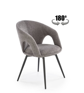 SCAUN DINING PIVOTANT K550, GRI/NEGRU, TAPITERIE DIN STOFA SI PICIOARE DIN METAL, STIL MODERN - Img 1