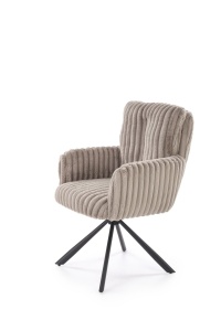 SCAUN DINING PIVOTANT K572, GRI/NEGRU, TAPITERIE DIN STOFA SI PICIOARE DIN METAL, STIL MODERN