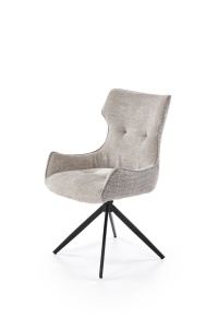 SCAUN DINING PIVOTANT K573, GRI/NEGRU, TAPITERIE DIN STOFA SI PICIOARE DIN METAL, STIL MODERN
