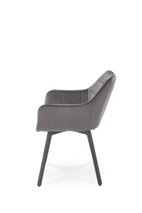 SCAUN DINING PIVOTANT K588, GRI/NEGRU, TAPITERIE DIN CATIFEA SI PICIOARE DIN METAL, STIL MODERN - Img 3