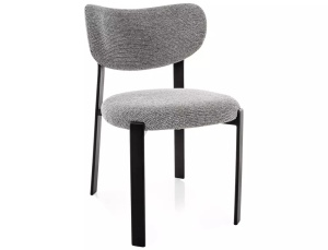 SCAUN DINING RIN, GRI 254/NEGRU MAT, TAPITERIE DIN TEXTIL SI PICIOARE DIN METAL, STIL MODERN