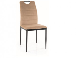 SCAUN DINING RIP, BEJ BLUVEL 28/NEGRU MAT, TAPITERIE DIN CATIFEA SI PICIOARE DIN METAL, STIL MODERN