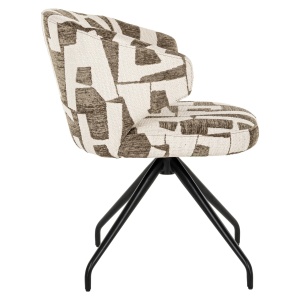 SCAUN DINING ROTATIV MILLY, REALIZAT DIN METAL, LEMN DE FAG SI TEXTIL, CULOARE BEJ, DESIGN DEOSEBIT, RICHMOND INTERIORS - Img 4