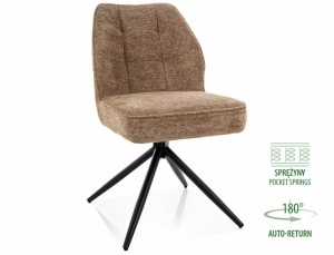 SCAUN DINING ROTATIV RAVEN LATTE 34/NEGRU MAT, TAPITERIE DIN TEXTIL SI PICIOARE DIN METAL, STIL MODERN - Img 4