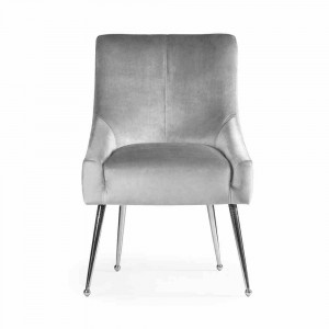 SCAUN DINING SIZAR, GRI/CROM, TAPITERIE DIN CATIFEA SI PICIOARE DIN METAL, STIL MODERN - Img 2