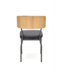 SCAUN DINING SMART-KR, STEJAR NATURAL/NEGRU, DIN MDF, CATIFEA SI PICIOARE DIN METAL , STIL MODERN - Img 6