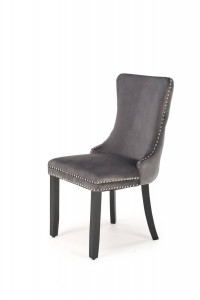 SCAUN DINING STIL ALDA, GRI/NEGRU, CU TAPITERIE DIN CATIFEA SI PICIOARE DIN LEMN, STIL MODERN