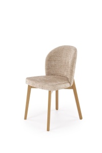 SCAUN DINING STIL BASSO, BEJ 14/STEJAR NATURAL, CU TAPITERIE DIN STOFA SI PICIOARE DIN LEMN MASIV, STIL CLASIC
