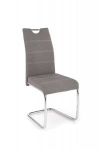 SCAUN DINING STIL K349, GRI/CROM, CU TAPITERIE DIN STOFA SI PICIOARE DIN METAL, STIL MODERN