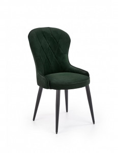 SCAUN DINING STIL K366, VERDE INCHIS/NEGRU, CU TAPITERIE DIN CATIFEA SI PICIOARE DIN METAL, STIL MODERN