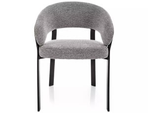 SCAUN DINING STIL NAGOJA, GRI 254/NEGRU MAT, TAPITERIE DIN TEXTIL SI PICIOARE DIN METAL, STIL MODERN - Img 2