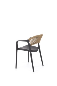 SCAUN DINING TERASA K582, NATURAL/NEGRU, DIN RATAN SI POLIPROPILENA, STIL MODERN - Img 2
