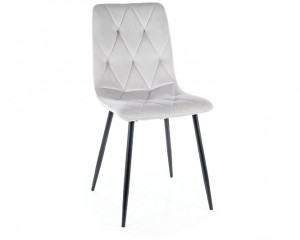 SCAUN DINING TOM, GRI DESCHIS BLUVEL 03/NEGRU MAT, TAPITERIE DIN CATIFEA SI PICIOARE DIN METAL, STIL MODERN