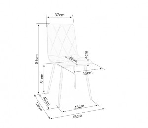 SCAUN DINING TOM, NEGRU BLUVEL 19/NEGRU MAT, TAPITERIE DIN CATIFEA SI PICIOARE DIN METAL, STIL MODERN - Img 3