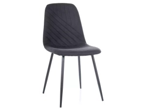 SCAUN DINING TWIST, NEGRU 19/NEGRU MAT, TAPITERIE DIN STOFA SI PICIOARE DIN METAL, STIL MODERN