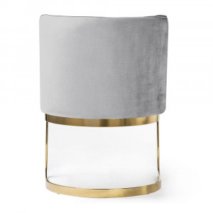 SCAUN DINING VEGAS, GRI/AURIU, TAPITERIE DIN CATIFEA SI PICIOARE DIN METAL, STIL MODERN - Img 2