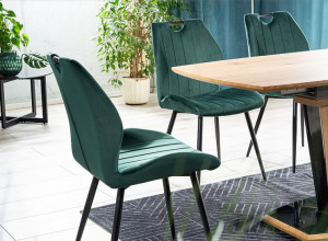 SCAUN DINING, VERDE BLUVEL 78/NEGRU MAT, TAPITERIE DIN CATIFEA SI PICIOARE DIN METAL, STIL MODERN - Img 6