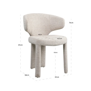 SCAUN DINING, VIOLA, REALIZAT DIN METAL, FURNIR SI TEXTIL, CULOARE ALB/CREM, DESIGN DEOSEBIT, RICHMOND INTERIORS - Img 4
