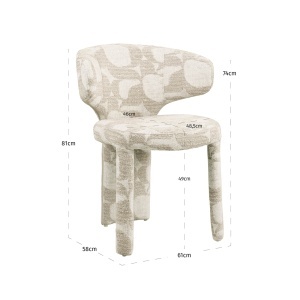 SCAUN DINING, VIOLA, REALIZAT DIN METAL, PLACAJ SI TEXTIL, CULOARE CREM, DESIGN DEOSEBIT, RICHMOND INTERIORS - Img 7