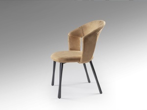 SCAUN DINING, WILLY, IMITATIE PIELE INTOARSA SI METAL, CAMEL/NEGRU, ARTIM GROUP SELECTION - Img 5