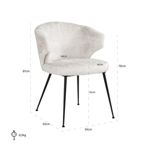 SCAUN DINING XANDRA FUSION CREAM 02, S4724, CONFECTIONAT DIN 100% POLIESTER SPUMA SI METAL, RICHMOND INTERIORS - Img 3