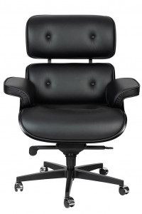 SCAUN DIRECTORIAL LOUNGE GUBERNATOR, NEGRU, PIELE NATURALA SI LEMN DE ABANOS, STIL MODERN - Img 2