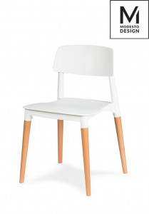 SCAUN ECCO, ALB/NATUR, DIN POLIPROPILENA SI LEMN DE FAG, STIL MODERN - Img 2