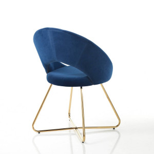 SCAUN/FOTOLIU, EDDA, CADRUL DIN METAL SI CATIFEA ALBASTRA, STIL MODERN, COD 4732 - Img 3