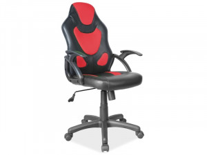 SCAUN GAMING Q-100, NEGRU/ROSU, DIN PIELE ECO/METAL, STIL MODERN, SIGNAL