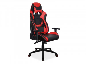 SCAUN GAMING SUPRA, NEGRU/ROSU, DIN PIELE ECOLOGICA, STIL MODERN, SIGNAL
