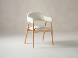 SCAUN HERA, DIN TEXTIL SI LEMN, ALB/STEJAR, MICADONI, STIL MODERN