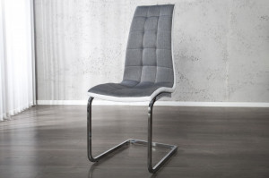 SCAUN LONDON II ALB/GRI 22983 CU TAPITERIE DIN TEXTIL DESIGN MODERN - Img 1