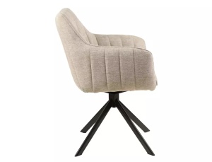 SCAUN PIVOTANT, BEJ 31/NEGRU MAT, TAPITERIE DIN STOFA BREGO SI PICIOARE DIN METAL, STIL MODERN - Img 5