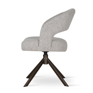 SCAUN PIVOTANT CELESTE, CONFECTIONAT DIN METAL, SPUMA, ARCURI SI TEXTIL, GRI/NEGRU, STIL MODERN - Img 3
