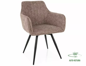 SCAUN PIVOTANT LEO 31, BEJ INCHIS 31/NEGRU MAT, TAPITERIE DIN TEXTIL SI PICIOARE DIN METAL, STIL MODERN