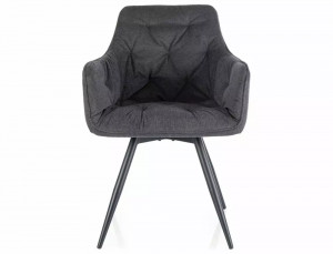 SCAUN PIVOTANT MANGO, GRI 19/NEGRU MAT, TAPITERIE DIN STOFA VARDO SI PICIOARE DIN METAL, STIL MODERN - Img 2