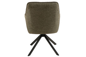 SCAUN PIVOTANT NOTTI, OLIVE 77/NEGRU MAT, TAPITERIE DIN STOFA BREGO SI PICIOARE DIN METAL, STIL MODERN - Img 2