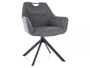 SCAUN PIVOTANT REMO, GRI INCHIS 18/NEGRU MAT, TAPITERIE DIN STOFA BREGO SI PICIOARE DIN METAL, STIL MODERN