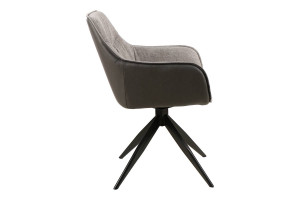 SCAUN PIVOTANT SEMPRE, GRI 07/GRI INCHIS/NEGRU MAT, TAPITERIE DIN STOFA BREGO, PIELE ECO SI PICIOARE DIN METAL, STIL MODERN - Img 3