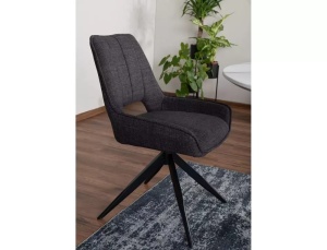 SCAUN PIVOTANT STIL TELLO, GRI 13/NEGRU MAT, TAPITERIE DIN STOFA BJORN SI PICIOARE DIN METAL, STIL MODERN - Img 5