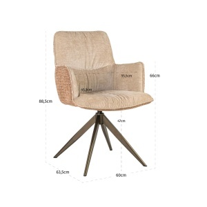 SCAUN ROTATIV CHASE, DIN METAL, LEMN SI TEXTIL, DE CULOARE CARAMIZIU, DESIGN MODERN - Img 2