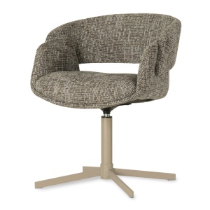 SCAUN ROTATIV FROYD, BEJ/NEGRU, CONFECTIONAT DIN TAPITERIE DIN TEXTIL, SPUMA SI PICIOARE DIN METAL, STIL MODERN - Img 1